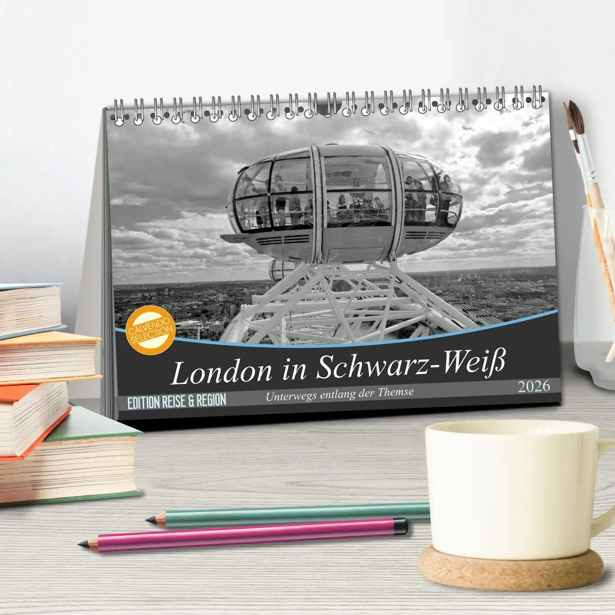Bild: 9783516130263 | London in Schwarz-Weiß (Tischkalender 2026 DIN A5 quer), CALVENDO...