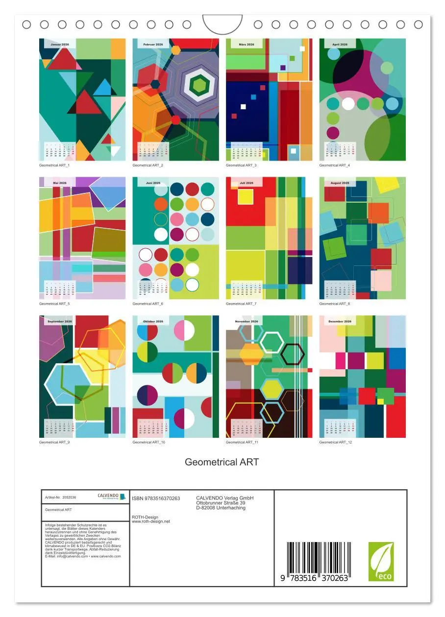 Bild: 9783516370263 | Geometrical ART (Wandkalender 2026 DIN A4 hoch), CALVENDO...