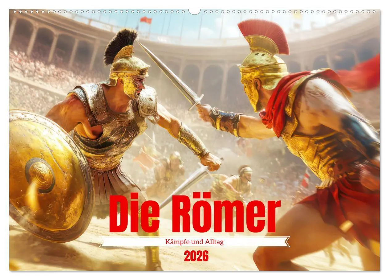 Cover: 9783457340363 | Die Römer - Kämpfe und Alltag (Wandkalender 2026 DIN A2 quer),...