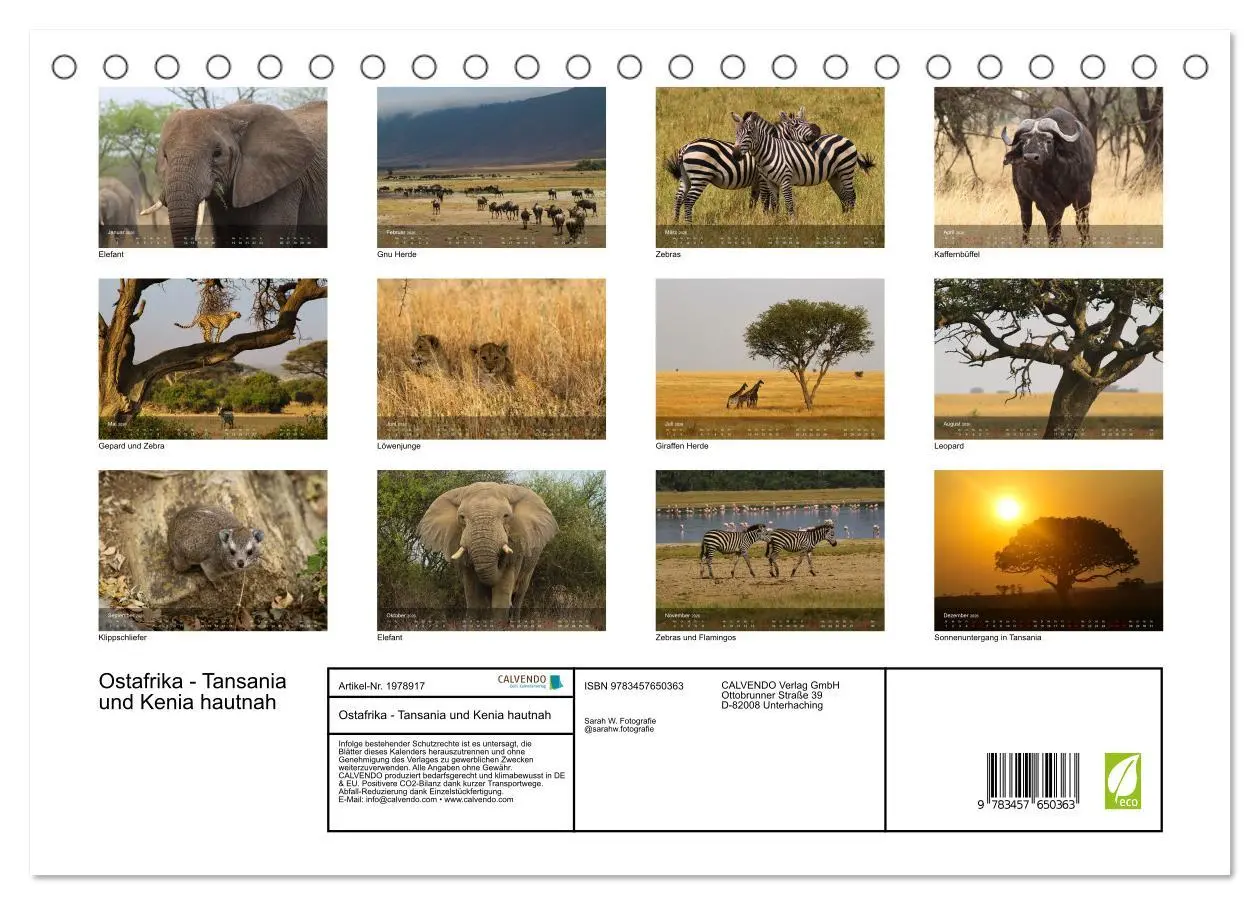 Bild: 9783457650363 | Ostafrika - Tansania und Kenia hautnah (Tischkalender 2026 DIN A5...