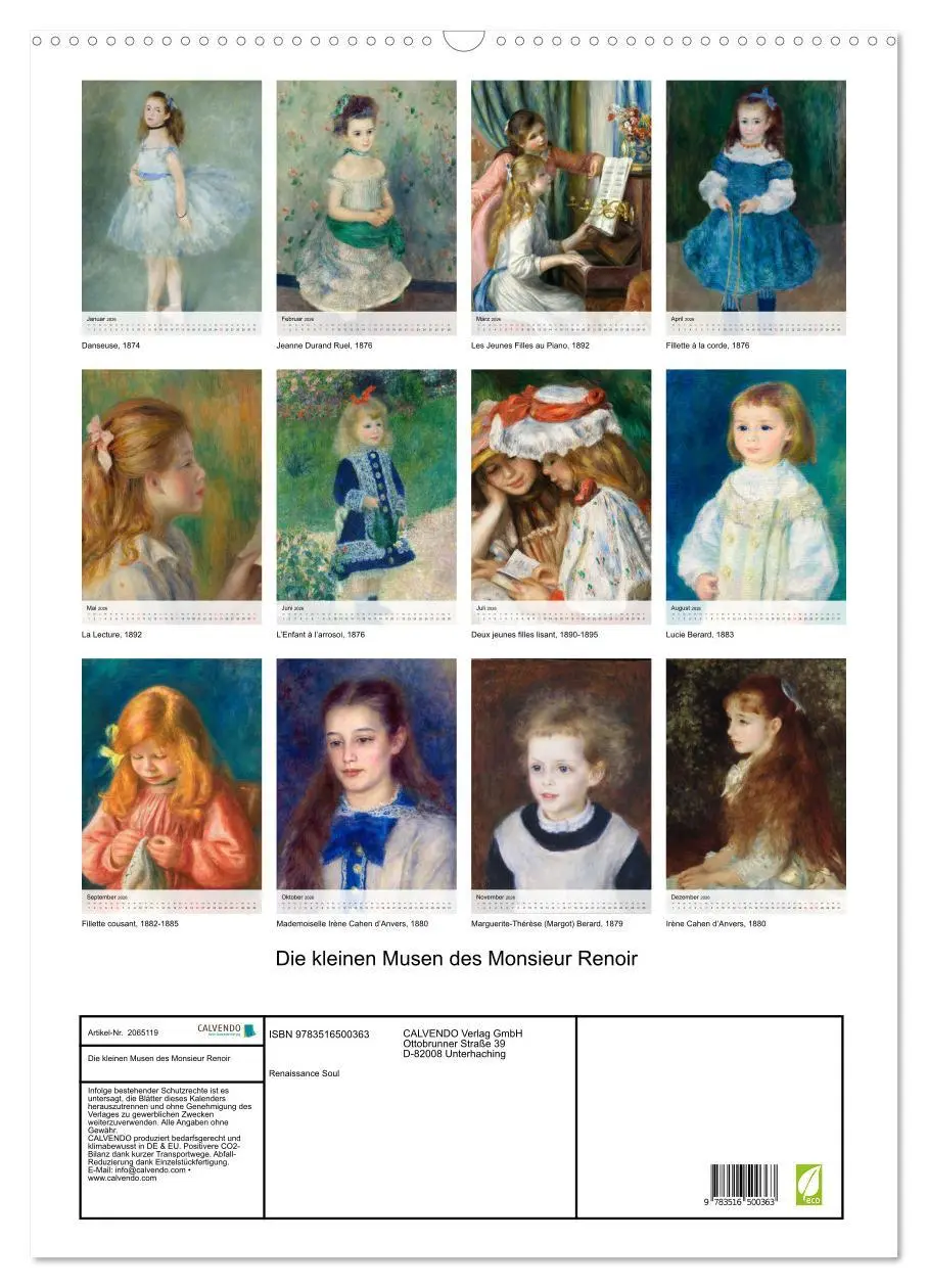 Bild: 9783516500363 | Die kleinen Musen des Monsieur Renoir (Wandkalender 2026 DIN A2...