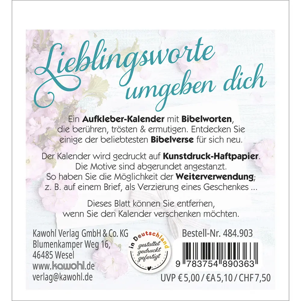 Bild: 9783754890363 | Lieblingsworte umgeben dich 2026 | Aufkleber-Kalender | Kalender