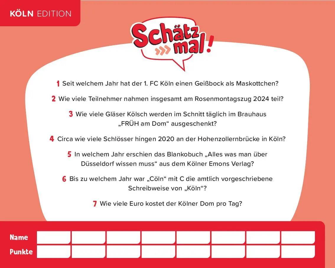 Bild: 9783989760363 | Schätz mal! Köln Edition | Taschenbuch | 64 S. | Deutsch | 2025