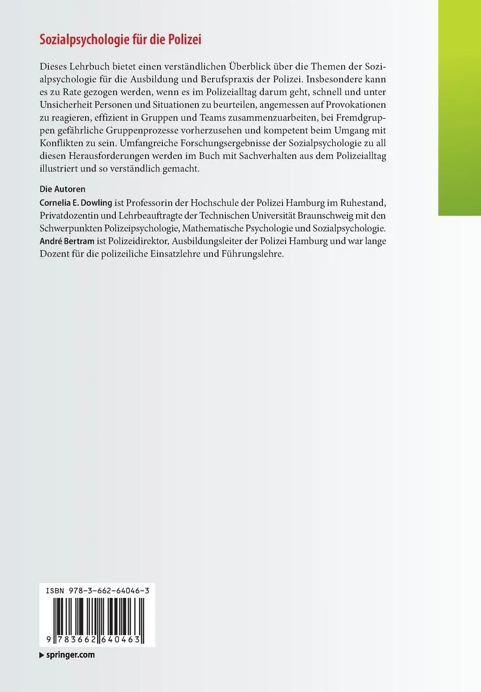 Rückseite: 9783662640463 | Sozialpsychologie für die Polizei | André Bertram (u. a.) | Buch