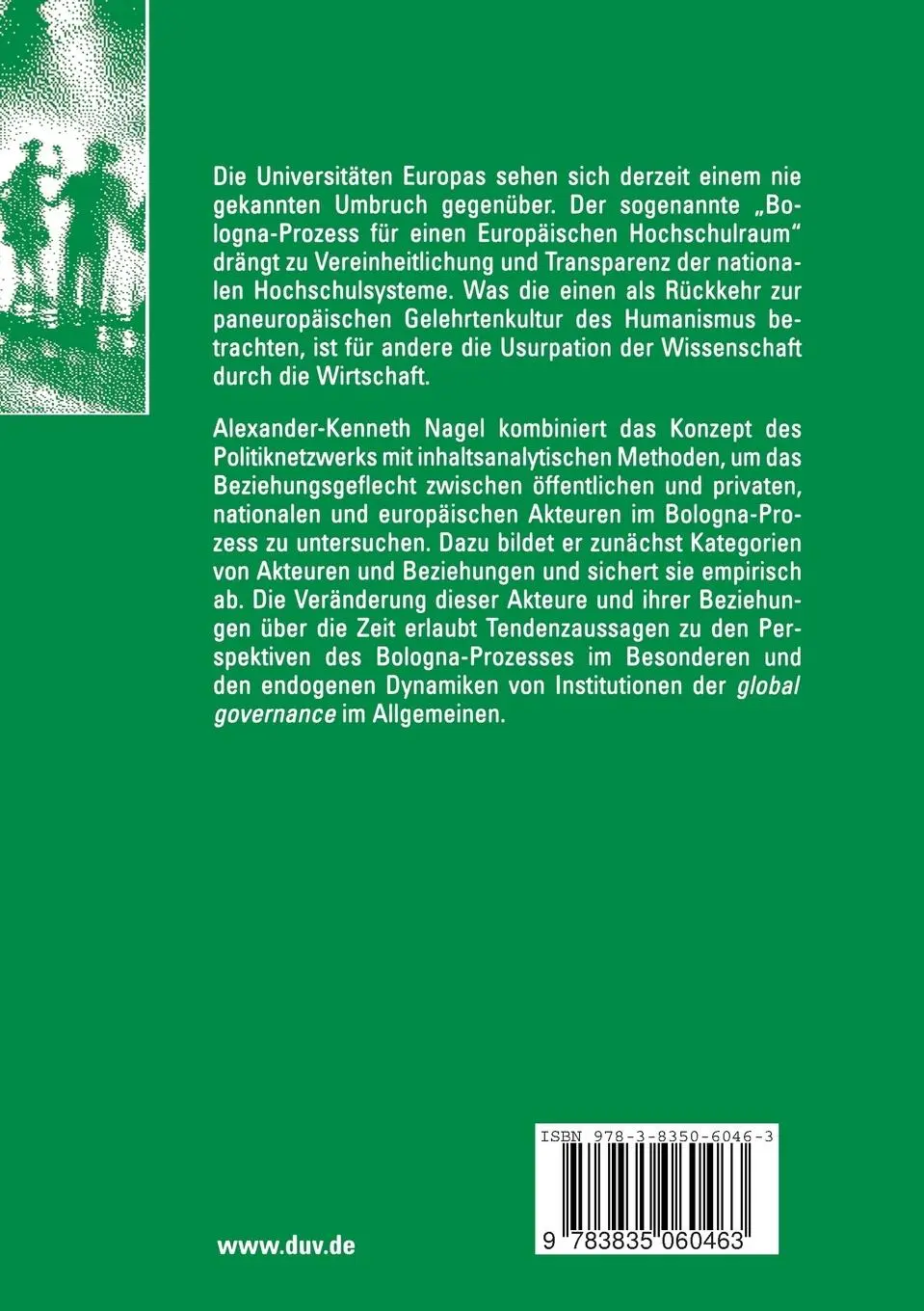 Rückseite: 9783835060463 | Der Bologna-Prozess als Politiknetzwerk | Alexander-Kenneth Nagel