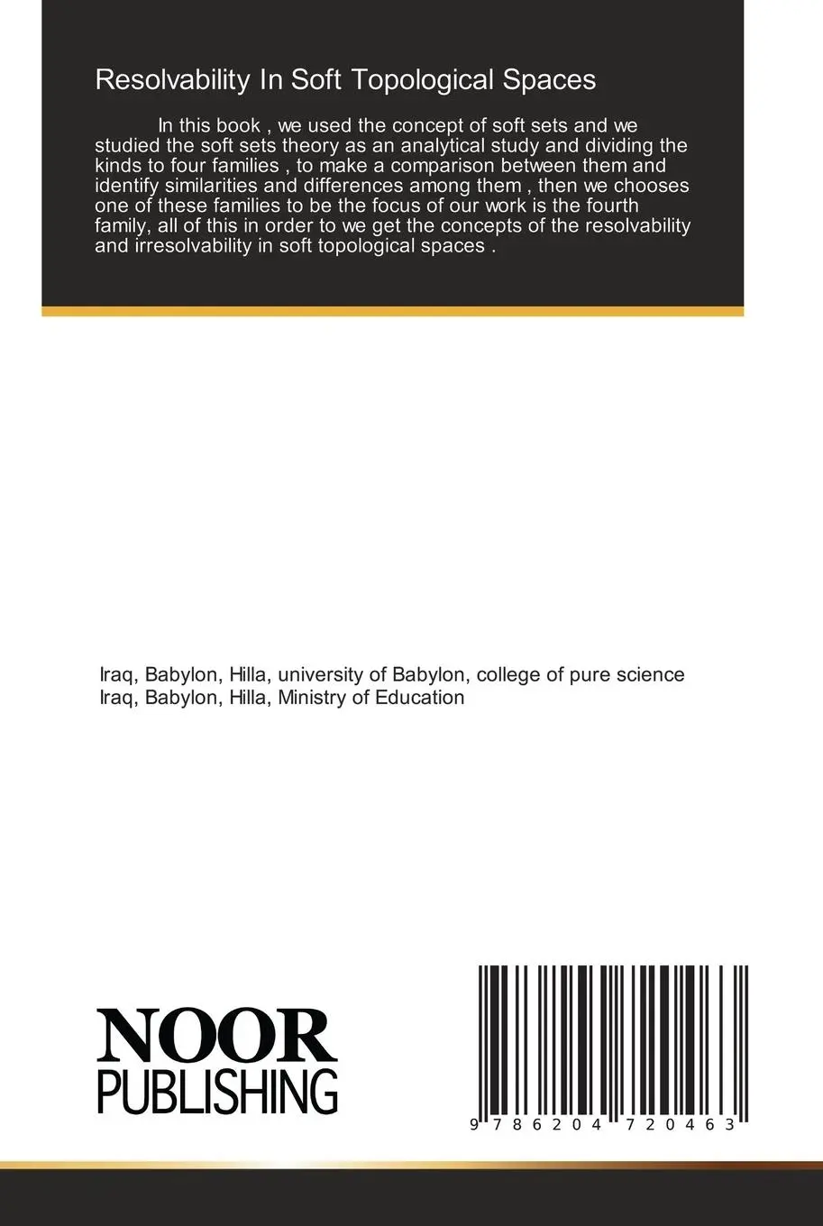 Rückseite: 9786204720463 | Resolvability In Soft Topological Spaces | Soft Topological Spaces