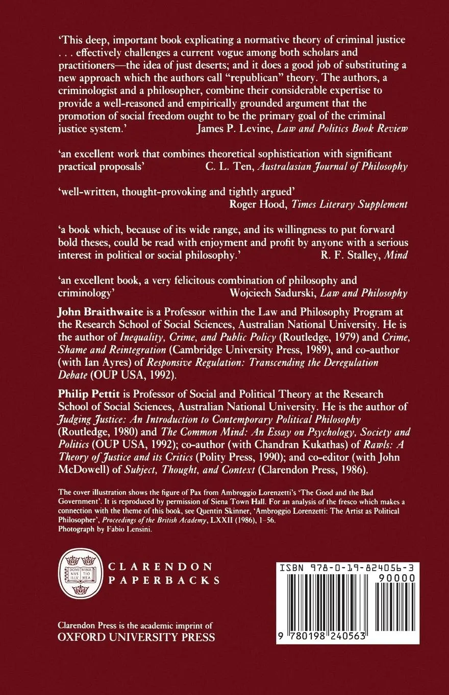 Rückseite: 9780198240563 | Not Just Deserts - A Republican Theory of Criminal Justice | Buch