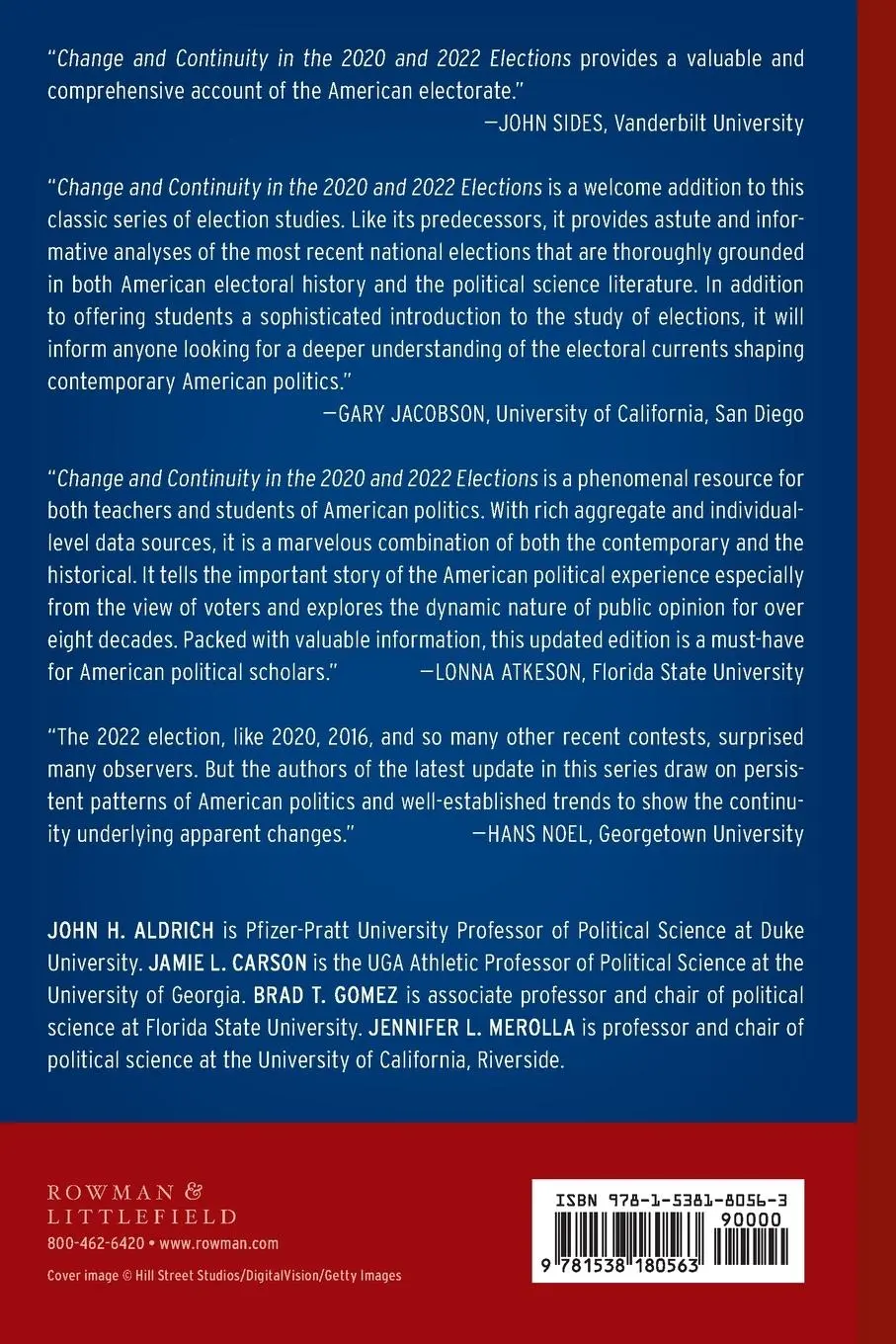 Rückseite: 9781538180563 | Change and Continuity in the 2020 and 2022 Elections | Aldrich (u. a.)