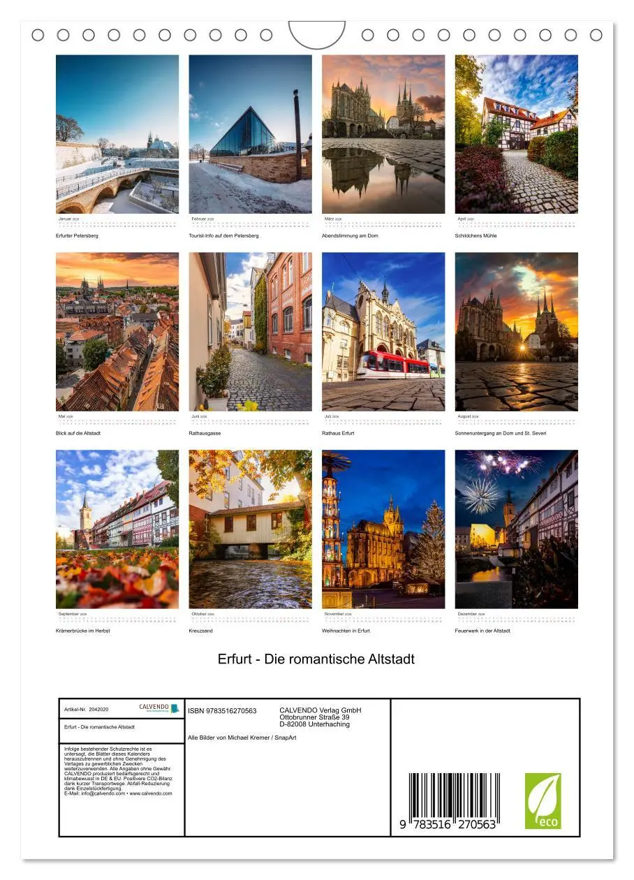Bild: 9783516270563 | Erfurt - Die romantische Altstadt (Wandkalender 2026 DIN A4 hoch),...