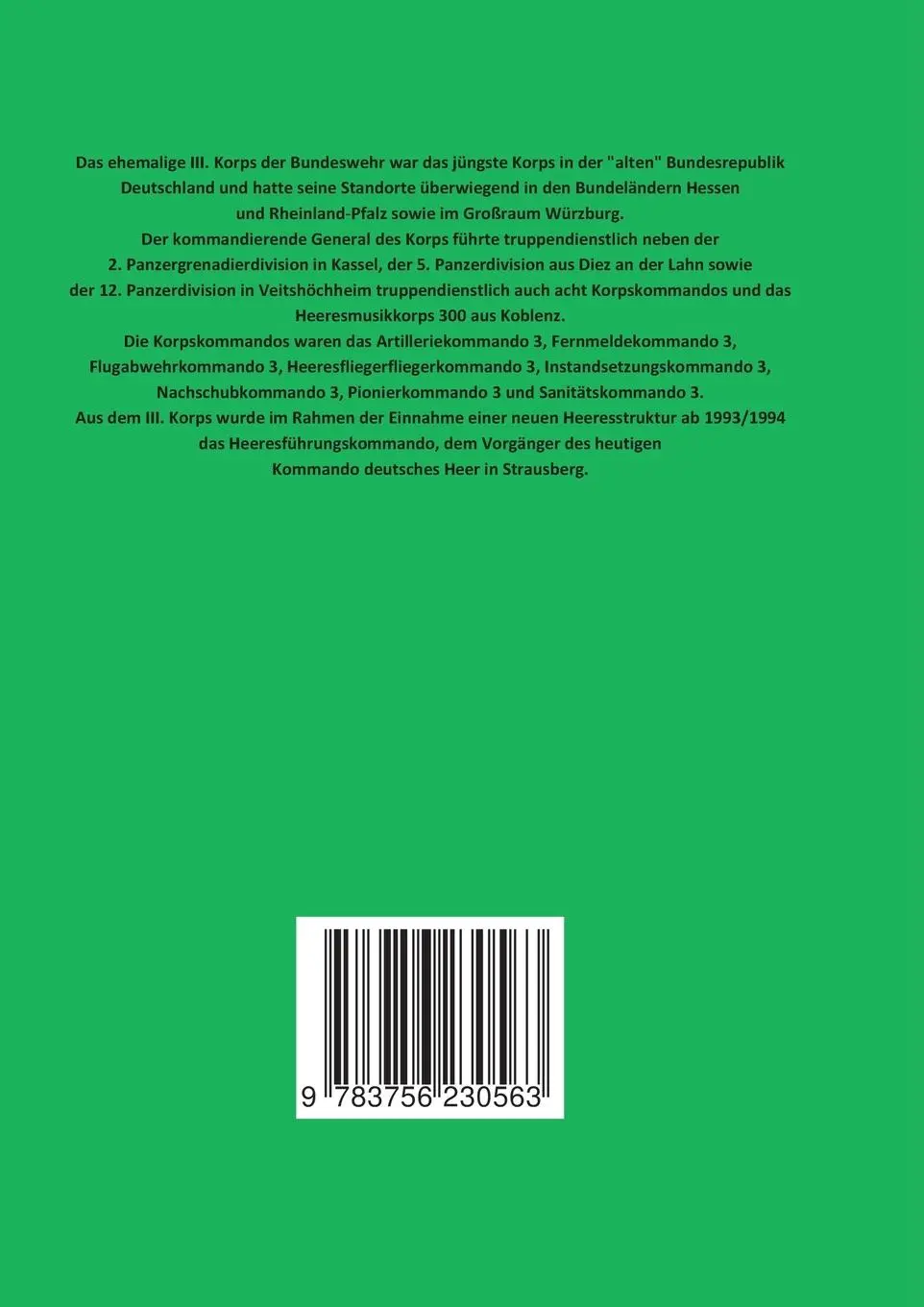 Rückseite: 9783756230563 | Das III. Korps und seine Korpstruppen | Uwe Walter | Taschenbuch