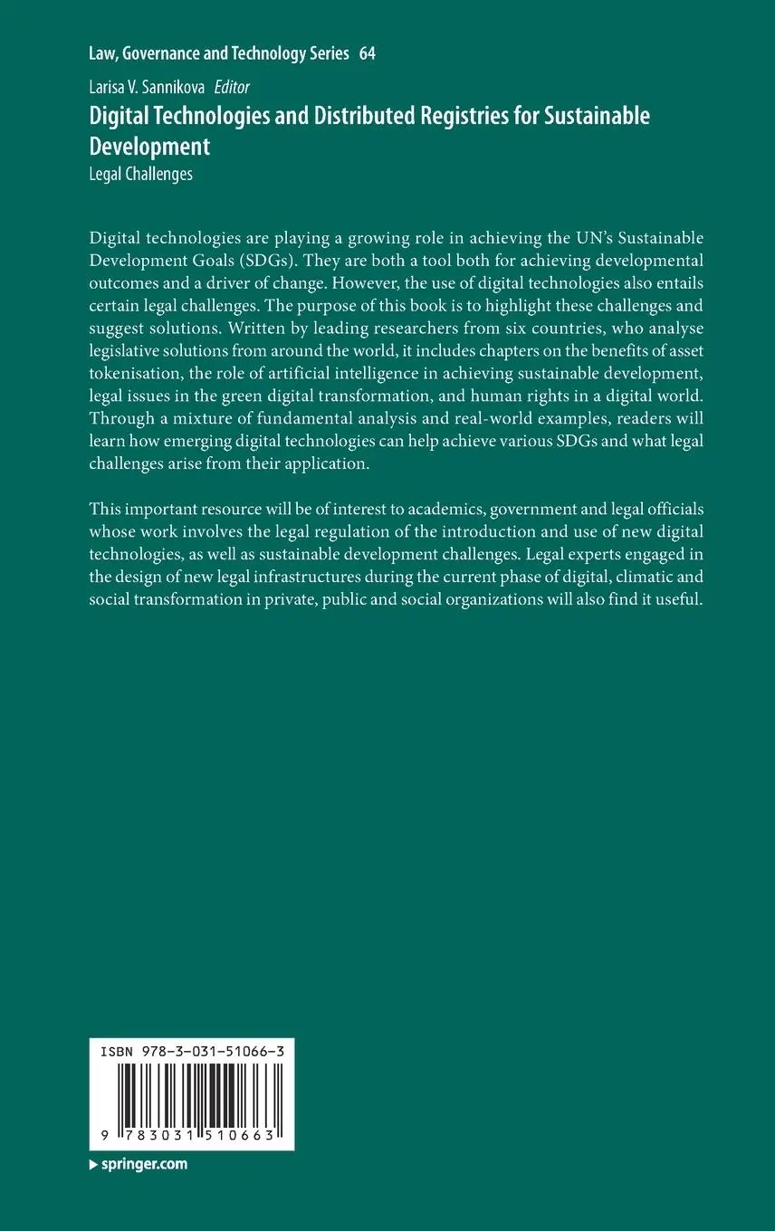 Rückseite: 9783031510663 | Digital Technologies and Distributed Registries for Sustainable...