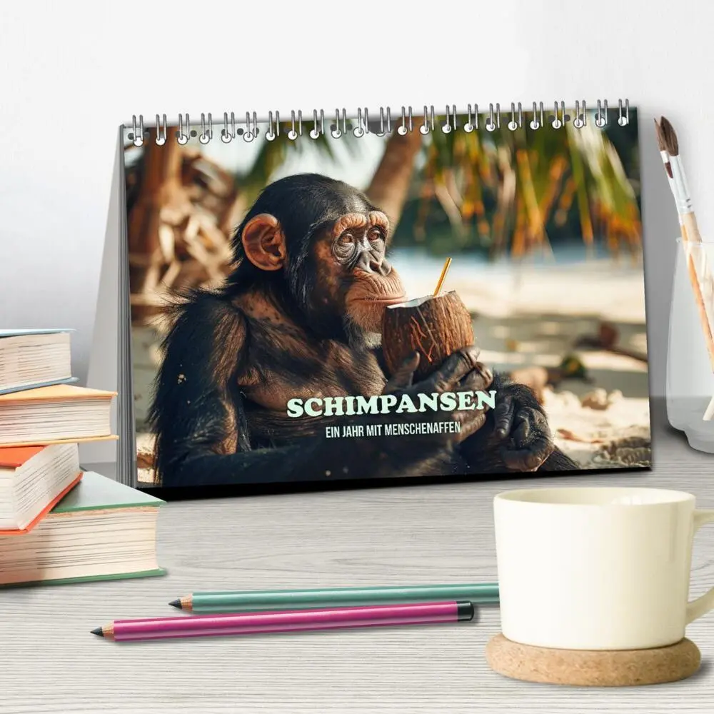 Bild: 9783383820663 | Schimpansen - Ein Jahr mit Menschenaffen. (Tischkalender 2025 DIN...