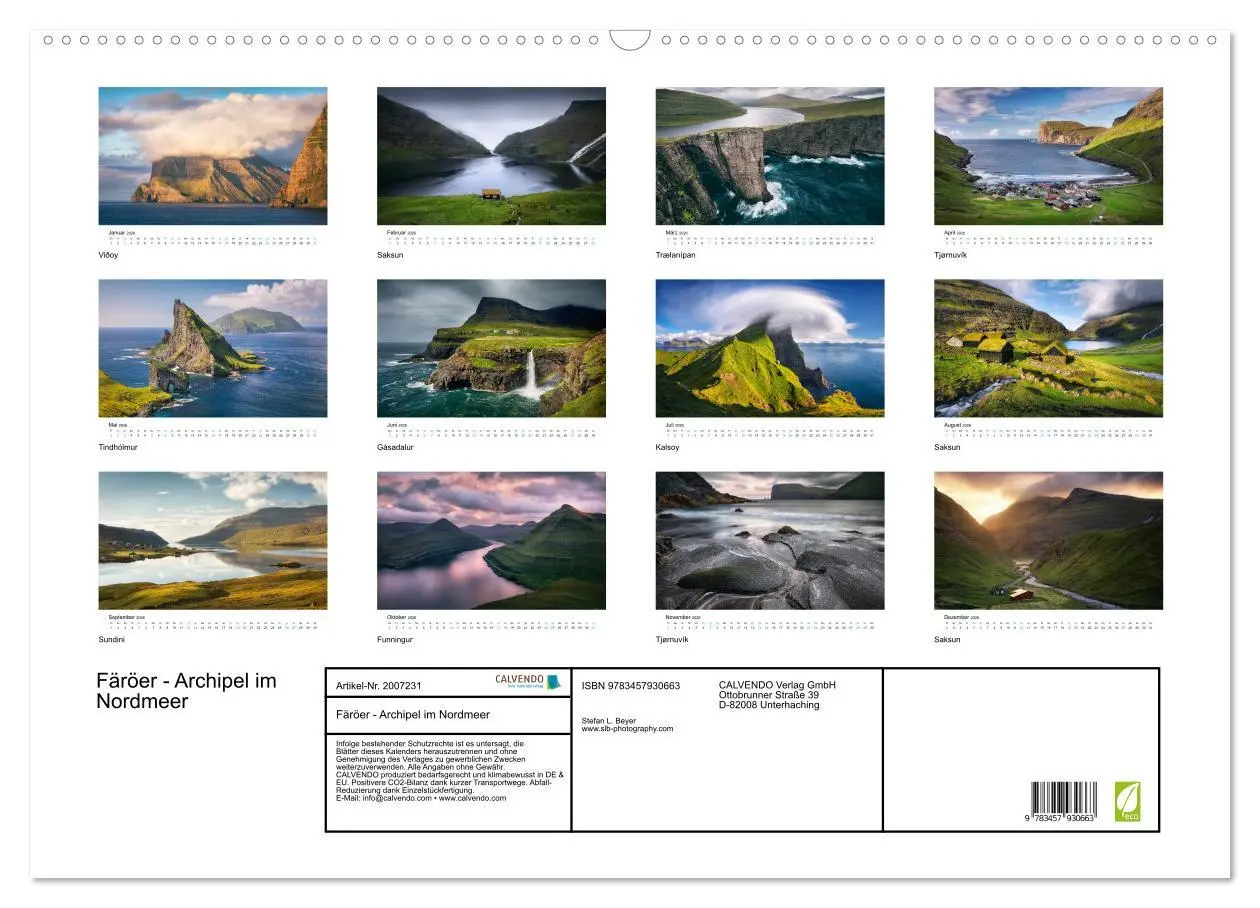Bild: 9783457930663 | Färöer - Archipel im Nordmeer (Wandkalender 2026 DIN A2 quer),...