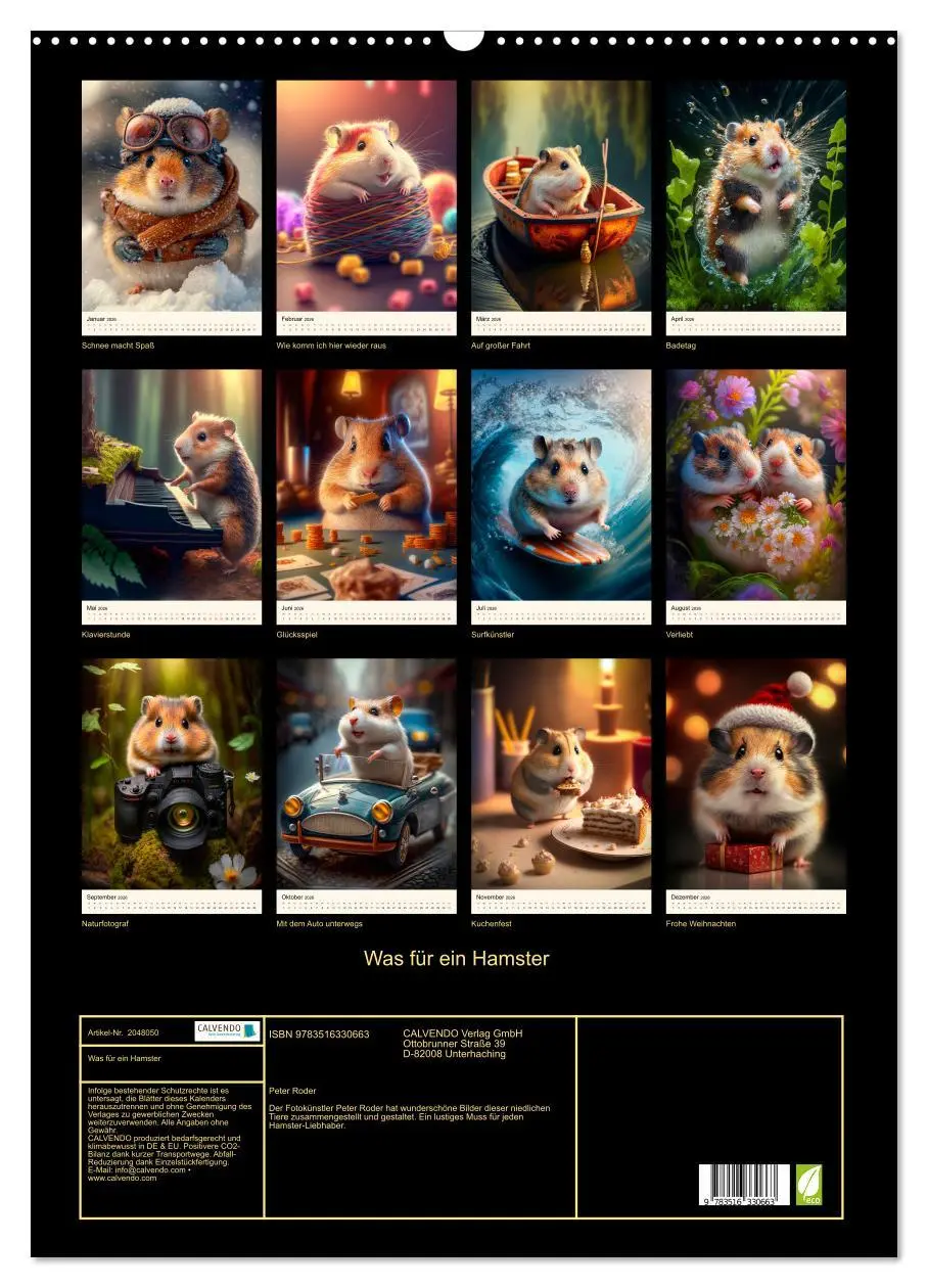 Bild: 9783516330663 | Was für ein Hamster (Wandkalender 2026 DIN A2 hoch), CALVENDO...