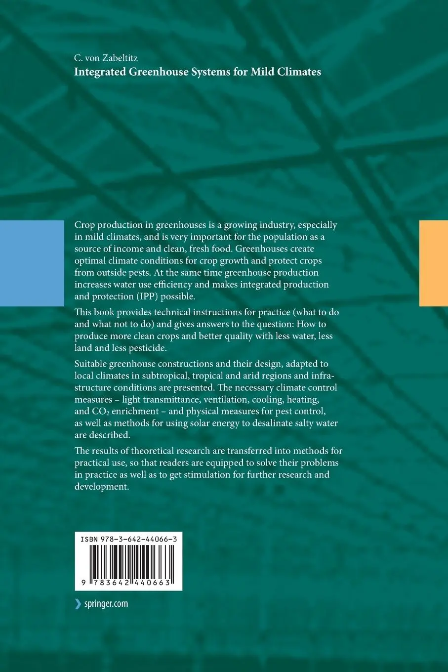 Rückseite: 9783642440663 | Integrated Greenhouse Systems for Mild Climates | Zabeltitz | Buch | x