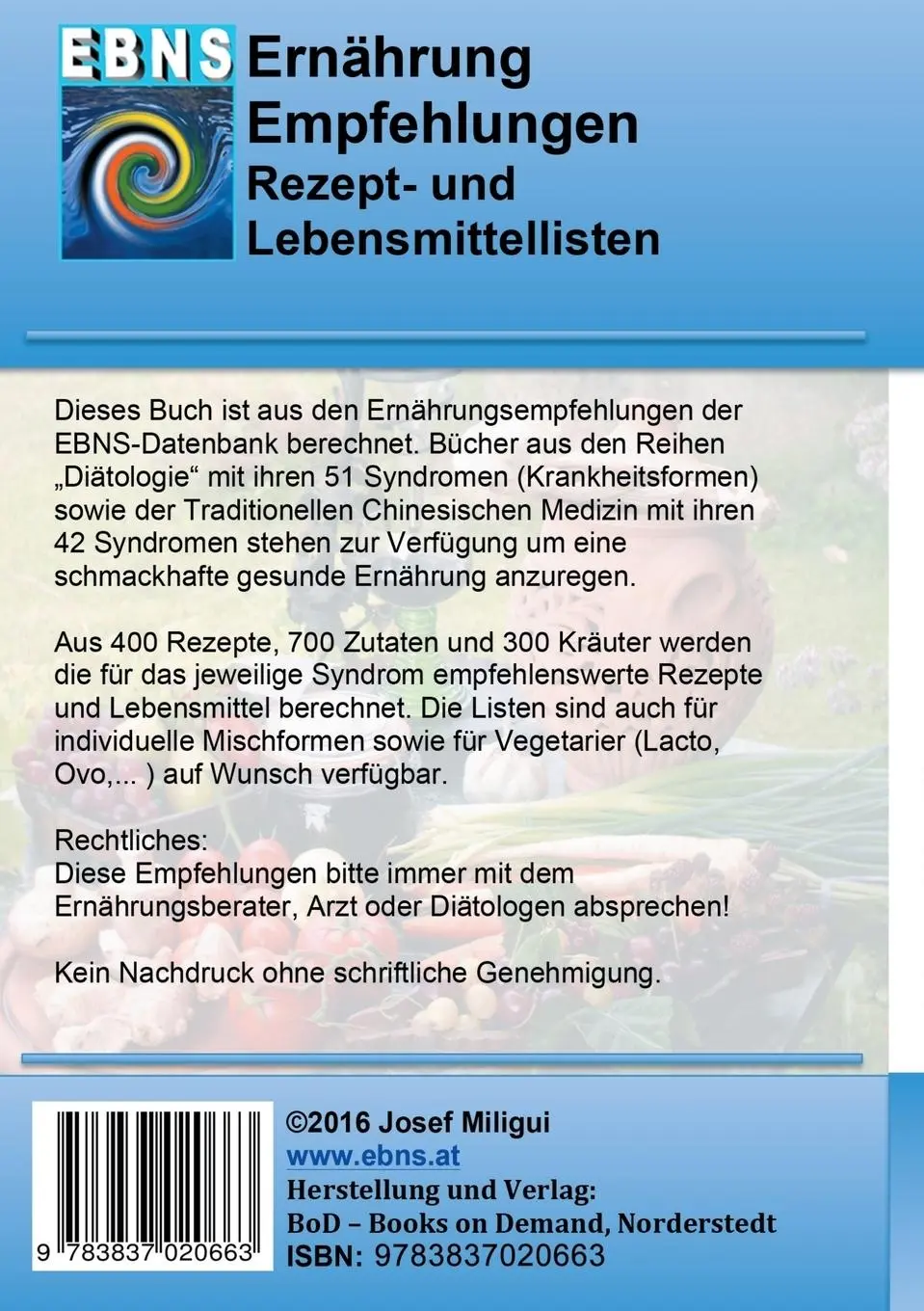 Rückseite: 9783837020663 | Ernährung bei chronischer Niereninsuffizienz | Josef Miligui | Buch