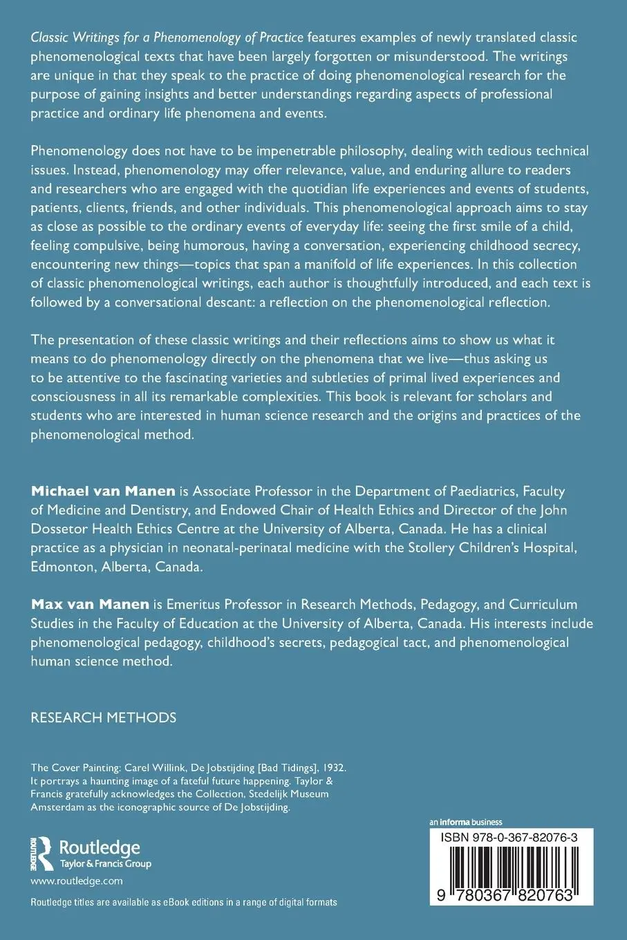 Rückseite: 9780367820763 | Classic Writings for a Phenomenology of Practice | Manen (u. a.)