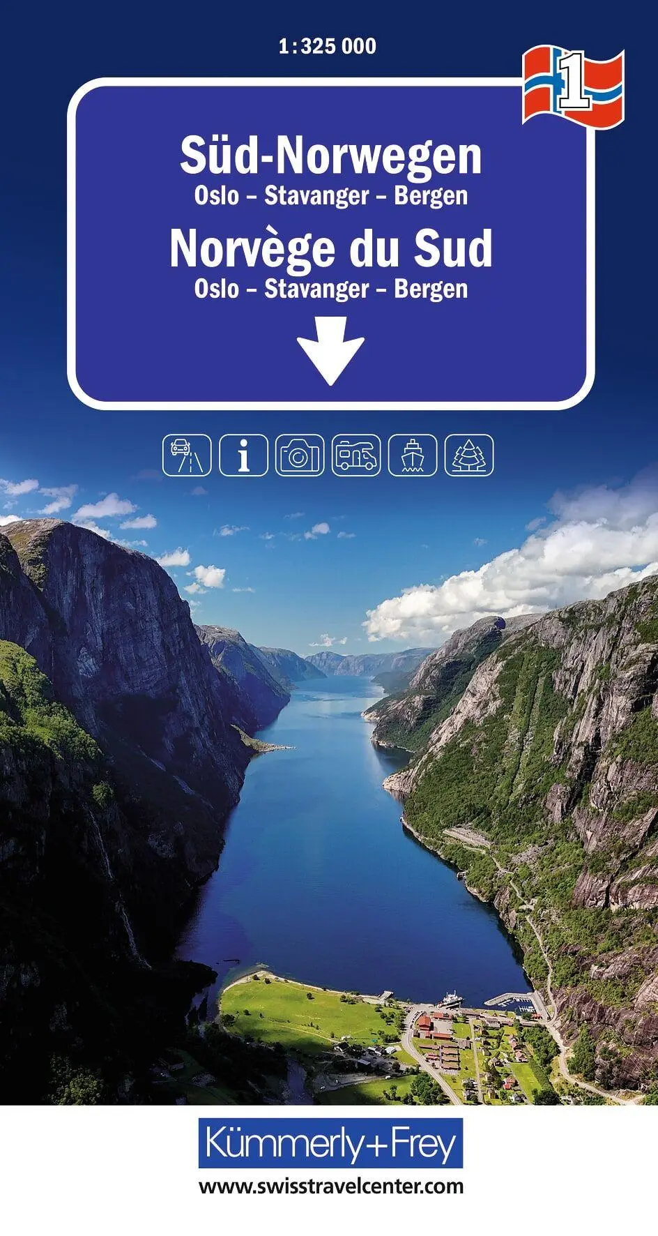 Cover: 9783259300763 | Kümmerly+Frey Regional-Strassenkarte 1 Süd-Norwegen 1:325.000 | 2026