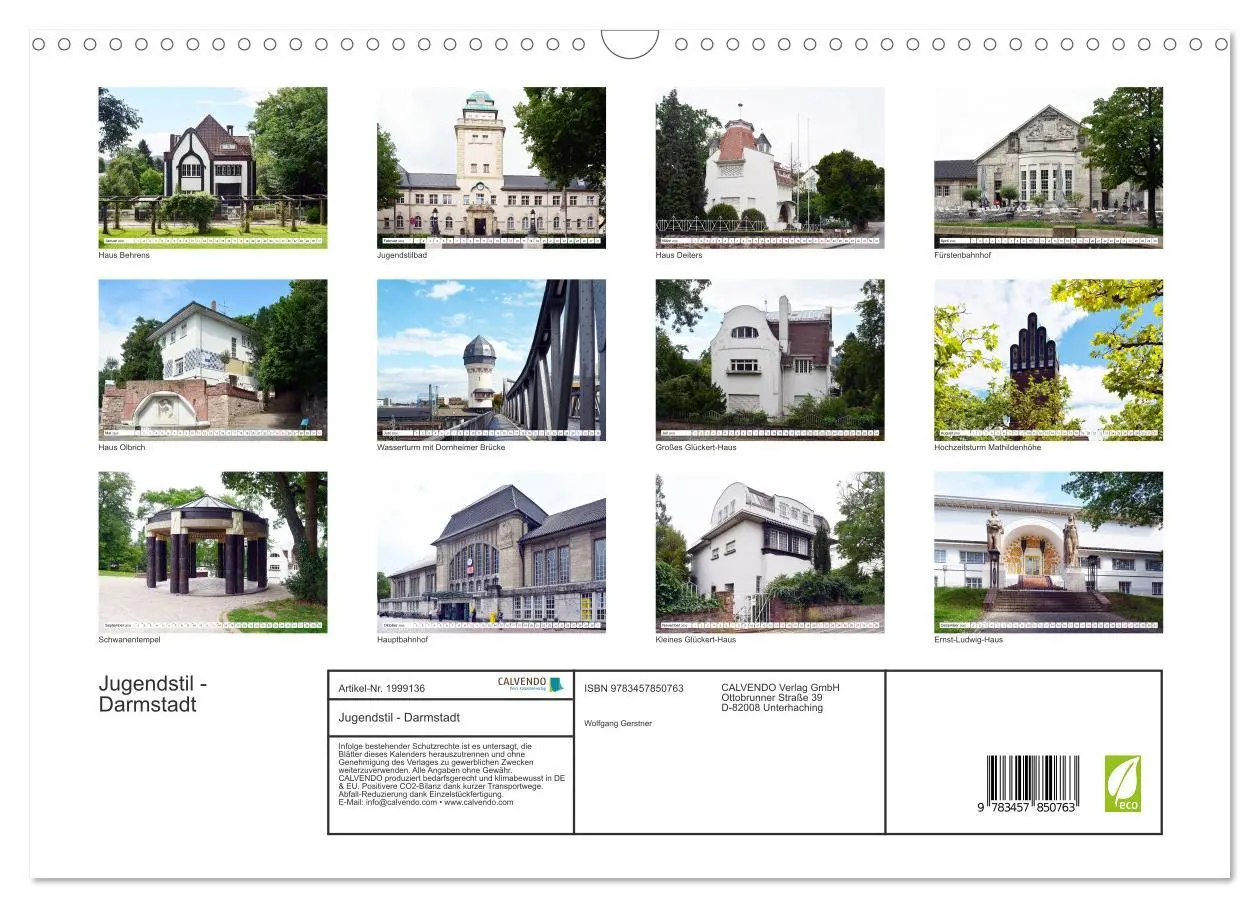 Bild: 9783457850763 | Jugendstil - Darmstadt (Wandkalender 2026 DIN A3 quer), CALVENDO...