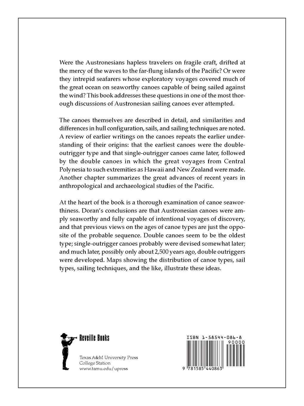 Rückseite: 9781585440863 | Wangka | Austronesian Canoe Origins | Edwin Jr. Doran | Taschenbuch