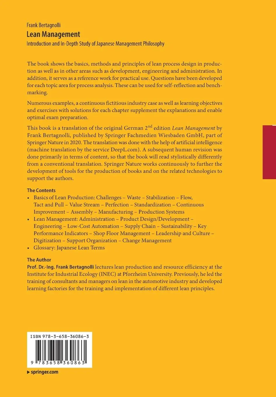 Rückseite: 9783658360863 | Lean Management | Frank Bertagnolli | Taschenbuch | xviii | Englisch