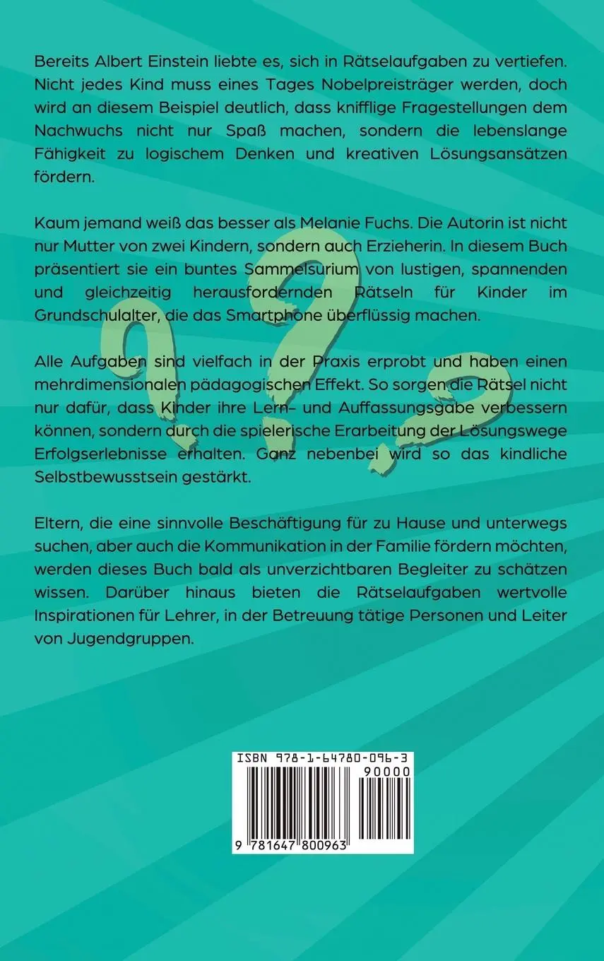Rückseite: 9781647800963 | Das große Rätselbuch für clevere Kinder (ab 4 Jahre) | Melanie Fuchs