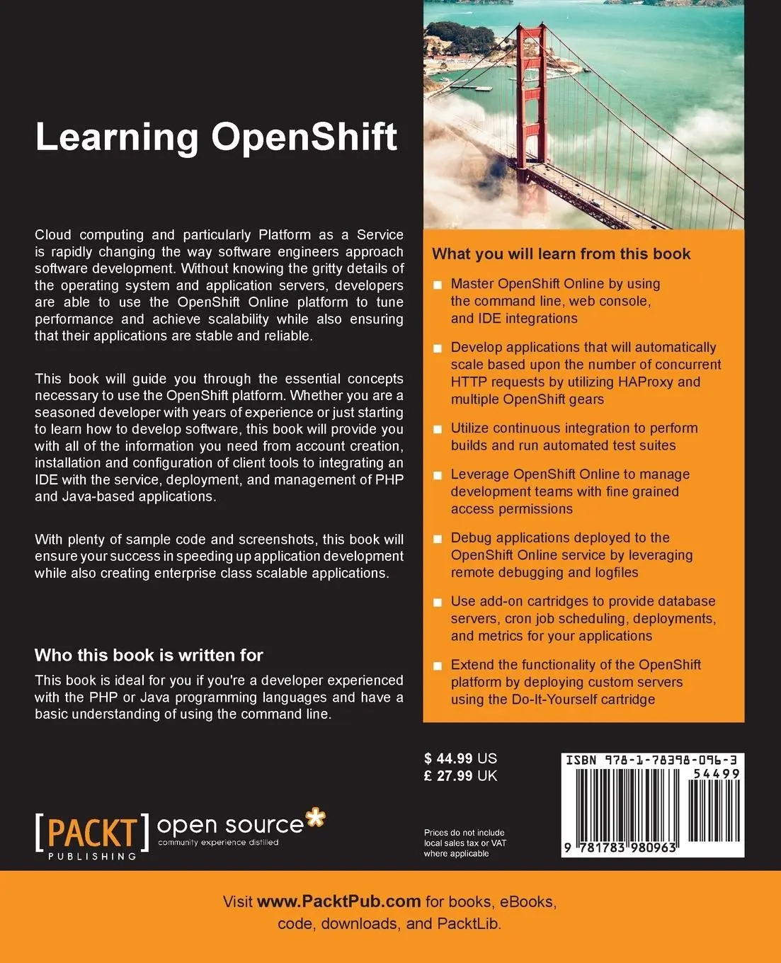 Rückseite: 9781783980963 | Learning OpenShift | Grant Shipley | Taschenbuch | Englisch | 2014