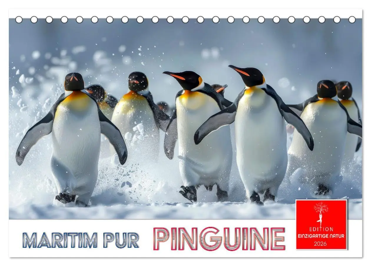 Cover: 9783457380963 | Maritim pur - Pinguine (Tischkalender 2026 DIN A5 quer), CALVENDO...