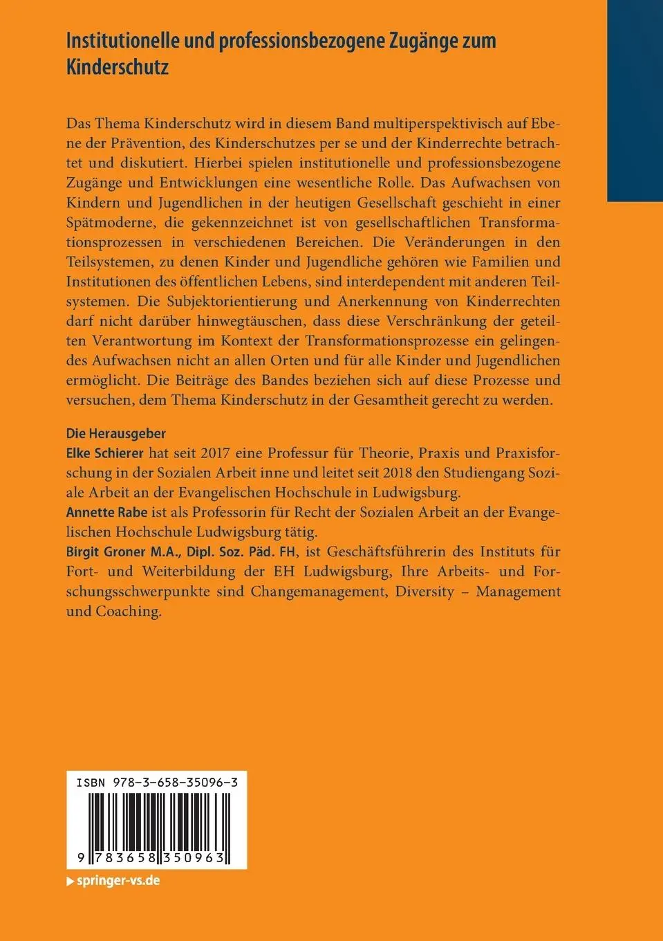 Rückseite: 9783658350963 | Institutionelle und professionsbezogene Zugänge zum Kinderschutz