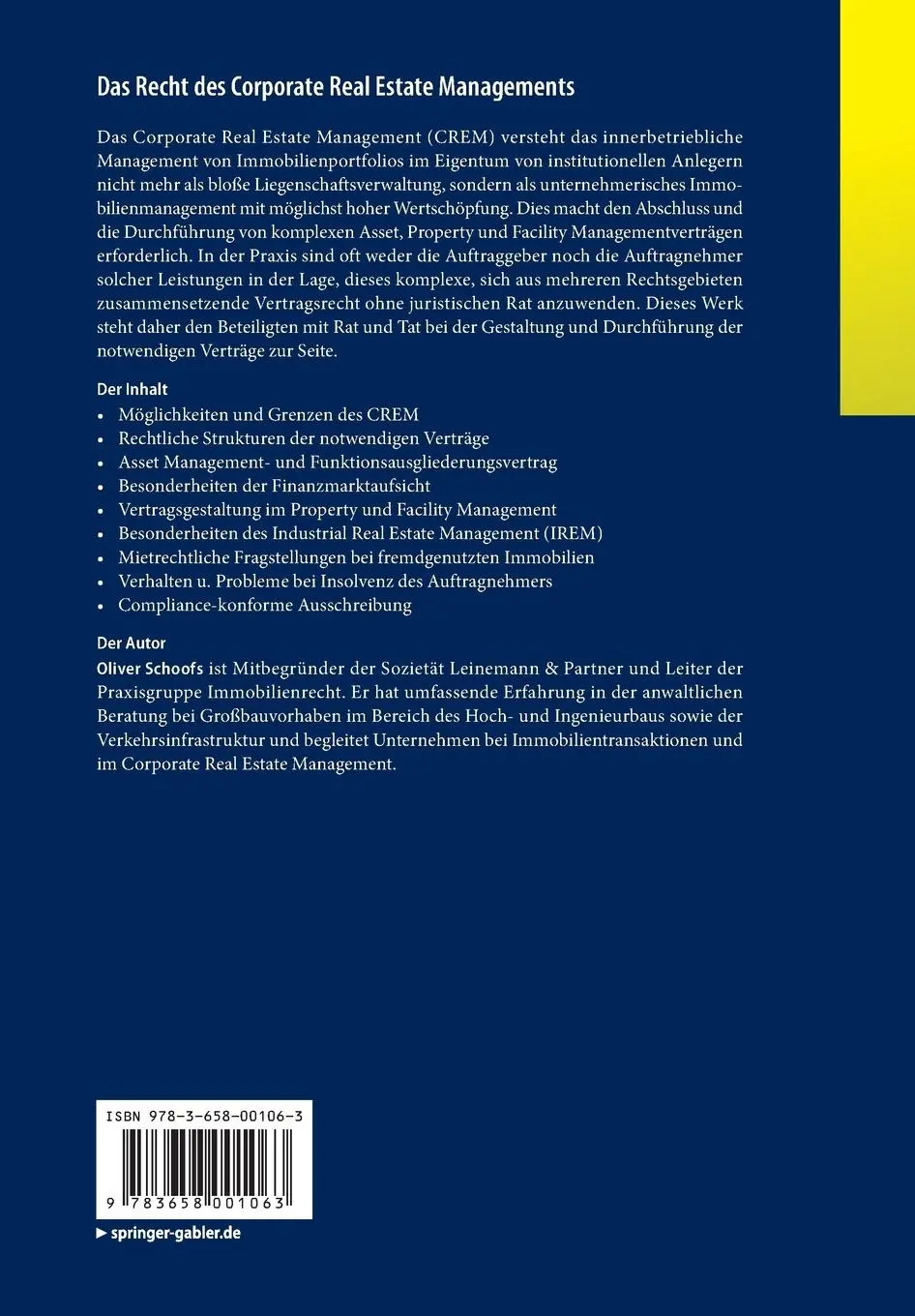 Rückseite: 9783658001063 | Das Recht des Corporate Real Estate Managements | Oliver Schoofs