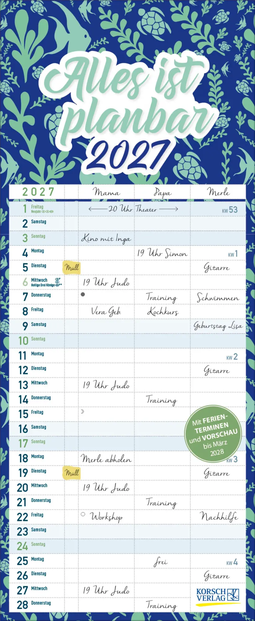 Cover: 9783819301063 | Familientimer Alles ist planbar 2027 | Verlag Korsch | Kalender | 2027