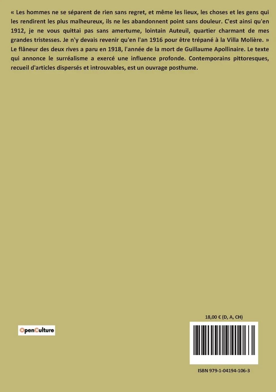 Rückseite: 9791041941063 | Le flaneur des deux rives | Guillaume Apollinaire | Taschenbuch | 2022