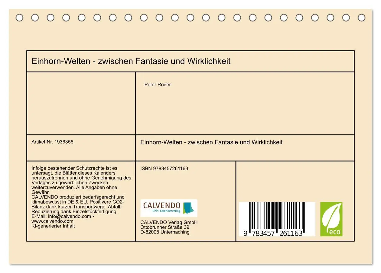 Bild: 9783457261163 | Einhorn-Welten - zwischen Fantasie und Wirklichkeit (Tischkalender...