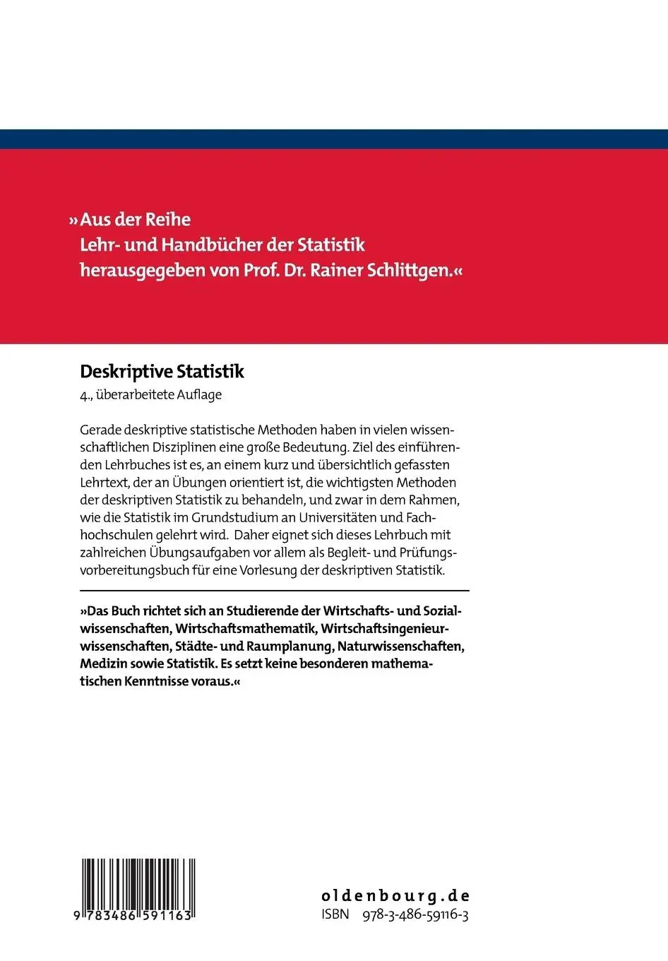 Rückseite: 9783486591163 | Statistik für Wirtschafts- und Sozialwissenschaften: Deskriptive...