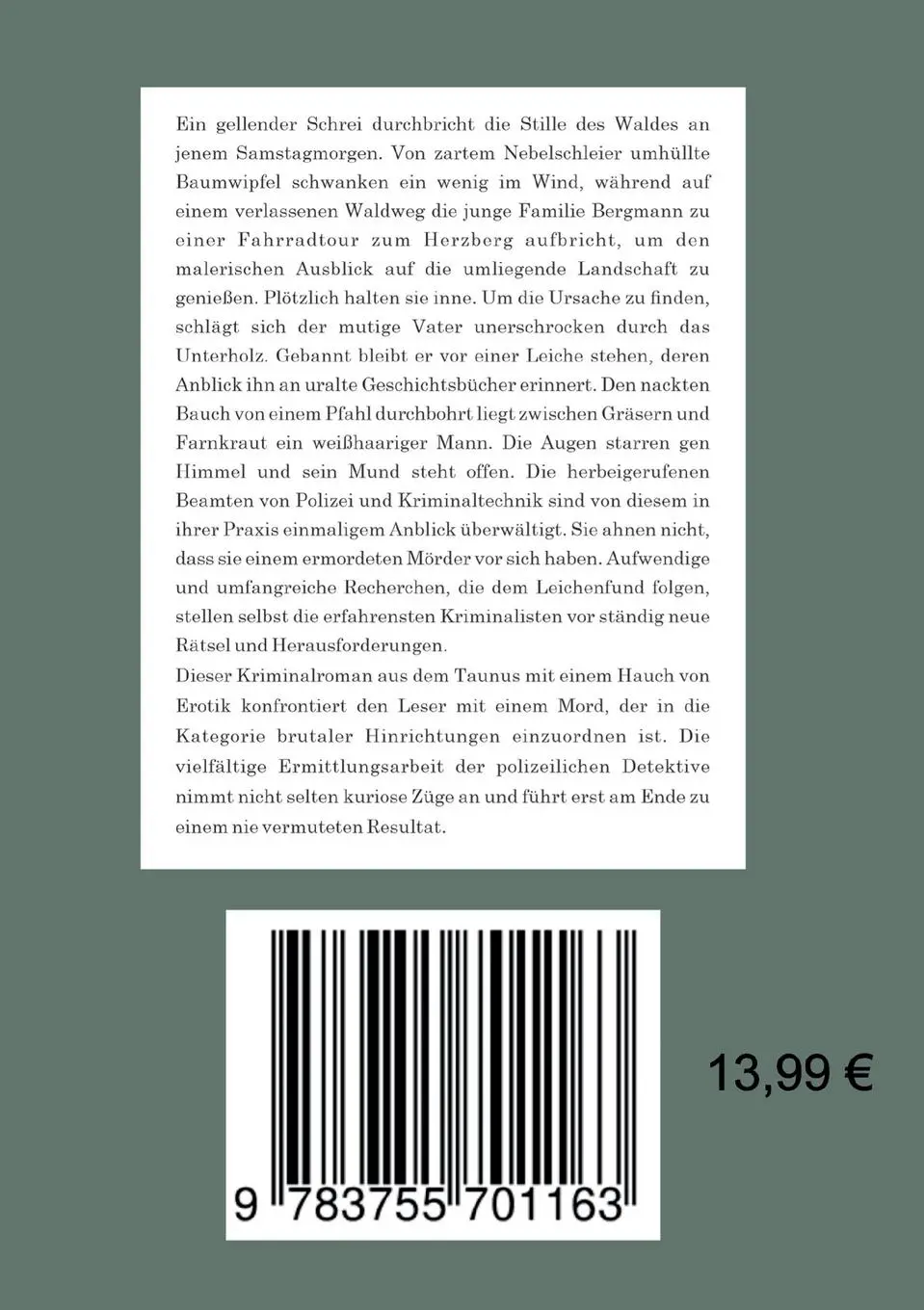 Rückseite: 9783755701163 | Sein letzter Schrei | Taunus-Krimi: der dritte Fall | Bert Seemann