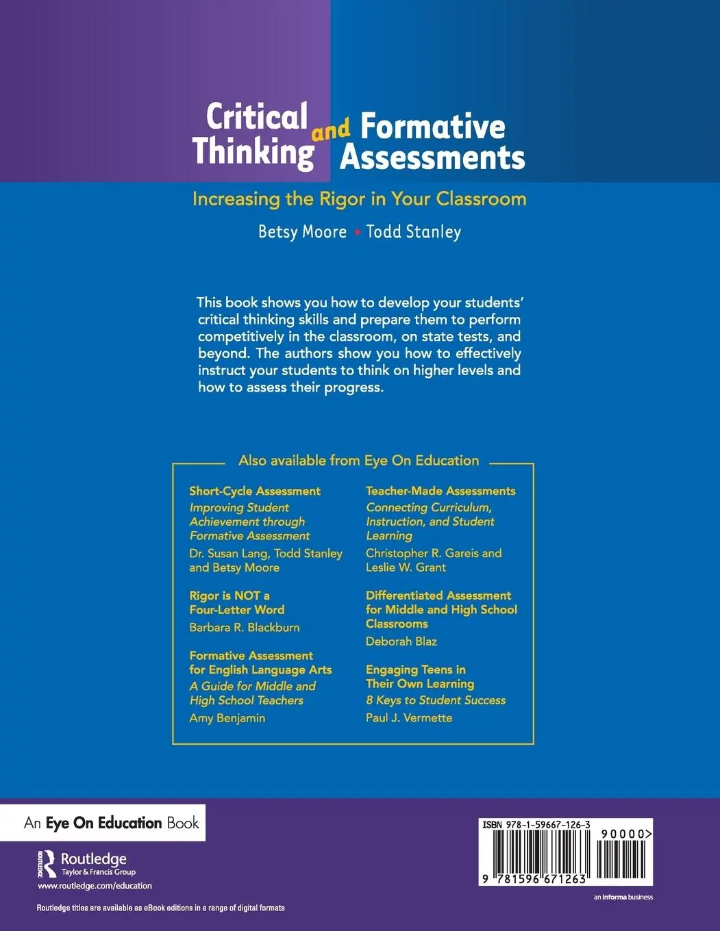 Rückseite: 9781596671263 | Critical Thinking and Formative Assessments | Todd Stanley (u. a.)