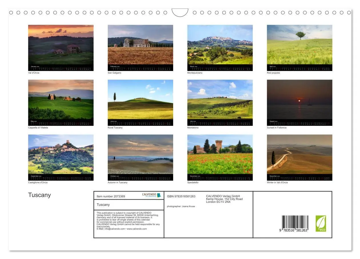 Bild: 9783516581263 | Tuscany (Wall Calendar 2026 DIN A3 landscape), CALVENDO 12 Month...