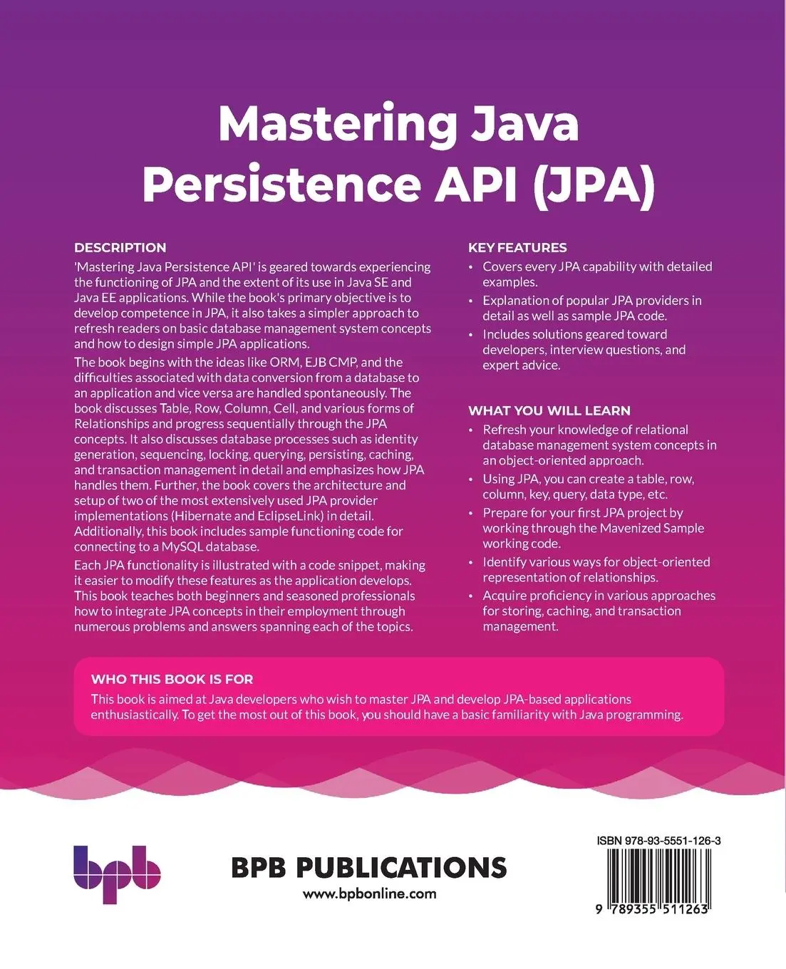 Rückseite: 9789355511263 | Mastering Java Persistence API (JPA) | Nisha Parameswaran Kurur | Buch