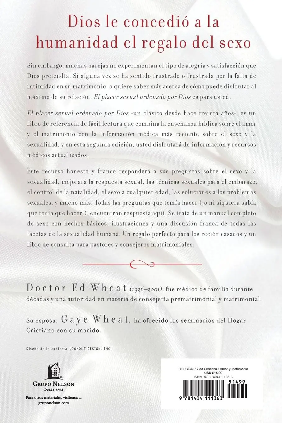 Rückseite: 9781404111363 | El placer sexual ordenado por Dios | Ed Wheat (u. a.) | Taschenbuch