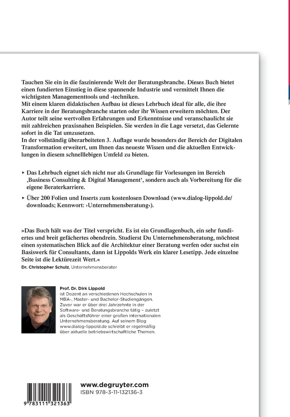 Rückseite: 9783111321363 | Grundlagen der Unternehmensberatung | Dirk Lippold | Taschenbuch