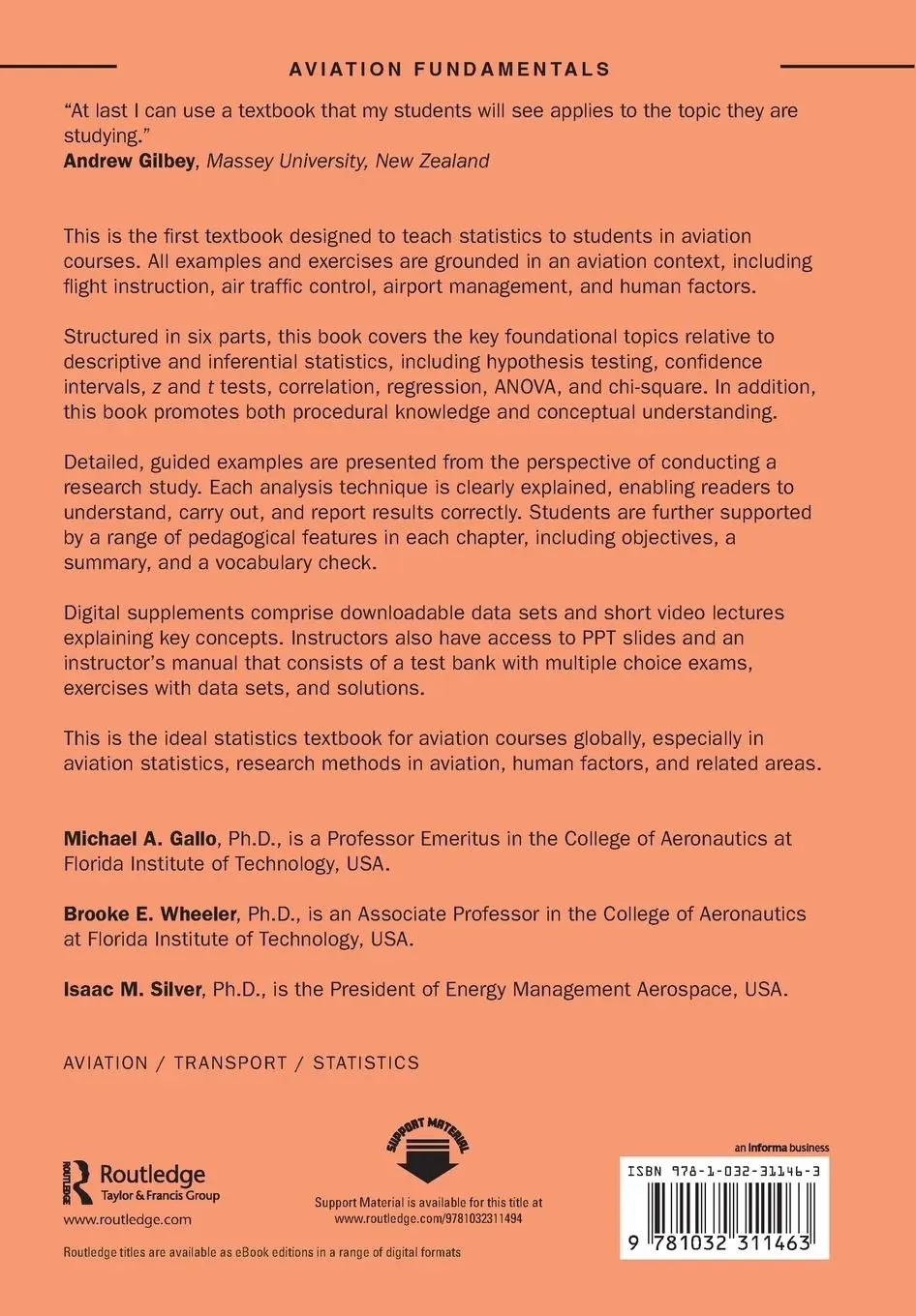 Rückseite: 9781032311463 | Fundamentals of Statistics for Aviation Research | Gallo (u. a.)