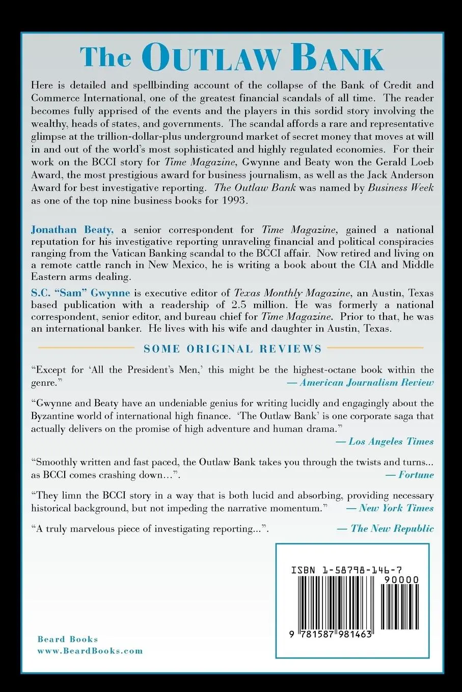 Rückseite: 9781587981463 | The Outlaw Bank | A Wild Ride Into the Secret Heart of Bcci | Buch
