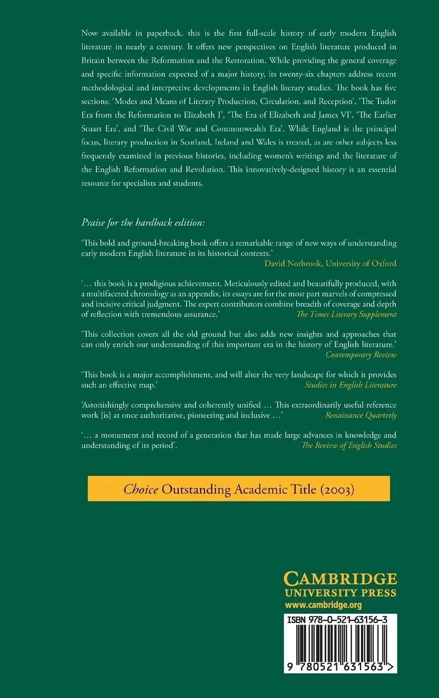 Rückseite: 9780521631563 | The Cambridge History of Early Modern English Literature | Buch | 2017