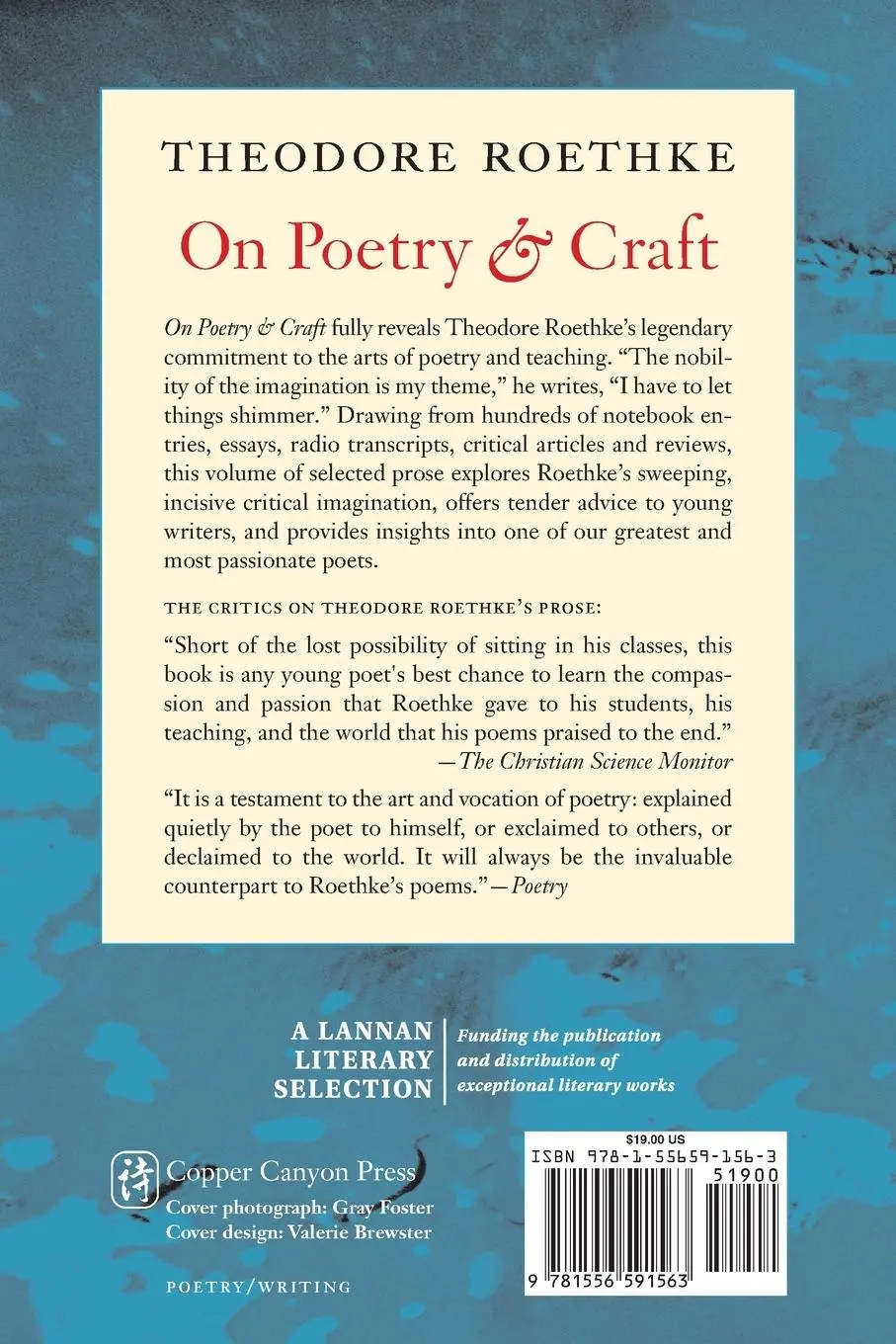 Rückseite: 9781556591563 | On Poetry and Craft | Selected Prose | Theodore Roethke | Taschenbuch