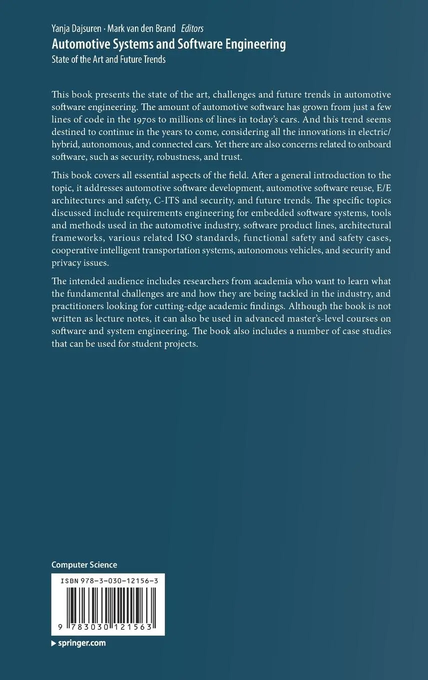 Rückseite: 9783030121563 | Automotive Systems and Software Engineering | Brand (u. a.) | Buch
