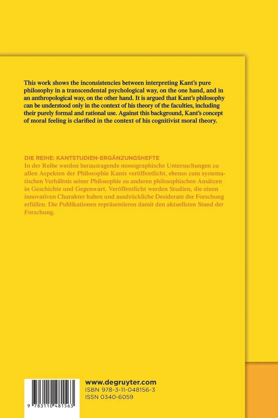 Rückseite: 9783110481563 | The Faculties of the Human Mind and the Case of Moral Feeling in...