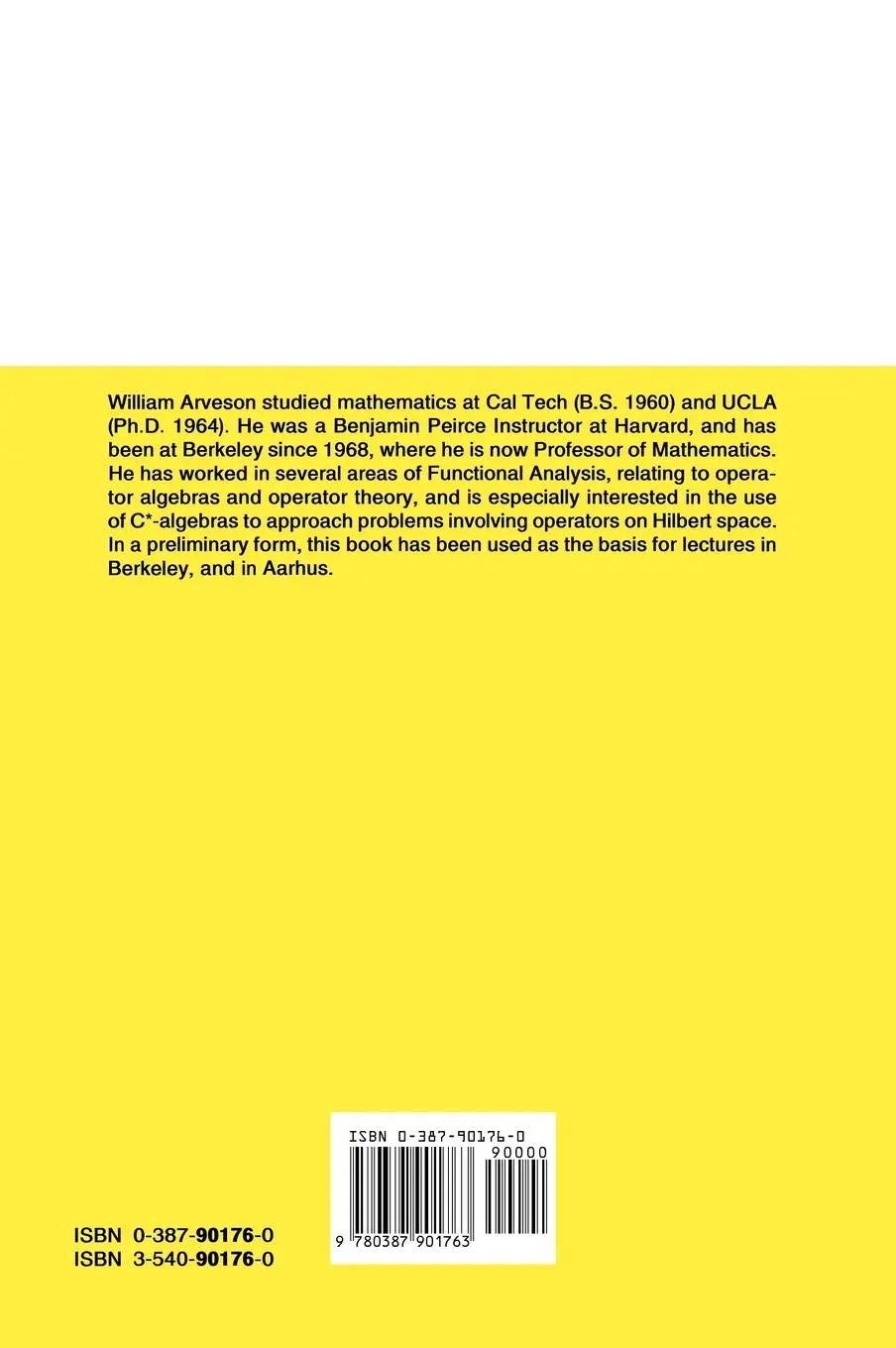 Rückseite: 9780387901763 | An Invitation to C-Algebras | William Arveson | Buch | x | Englisch