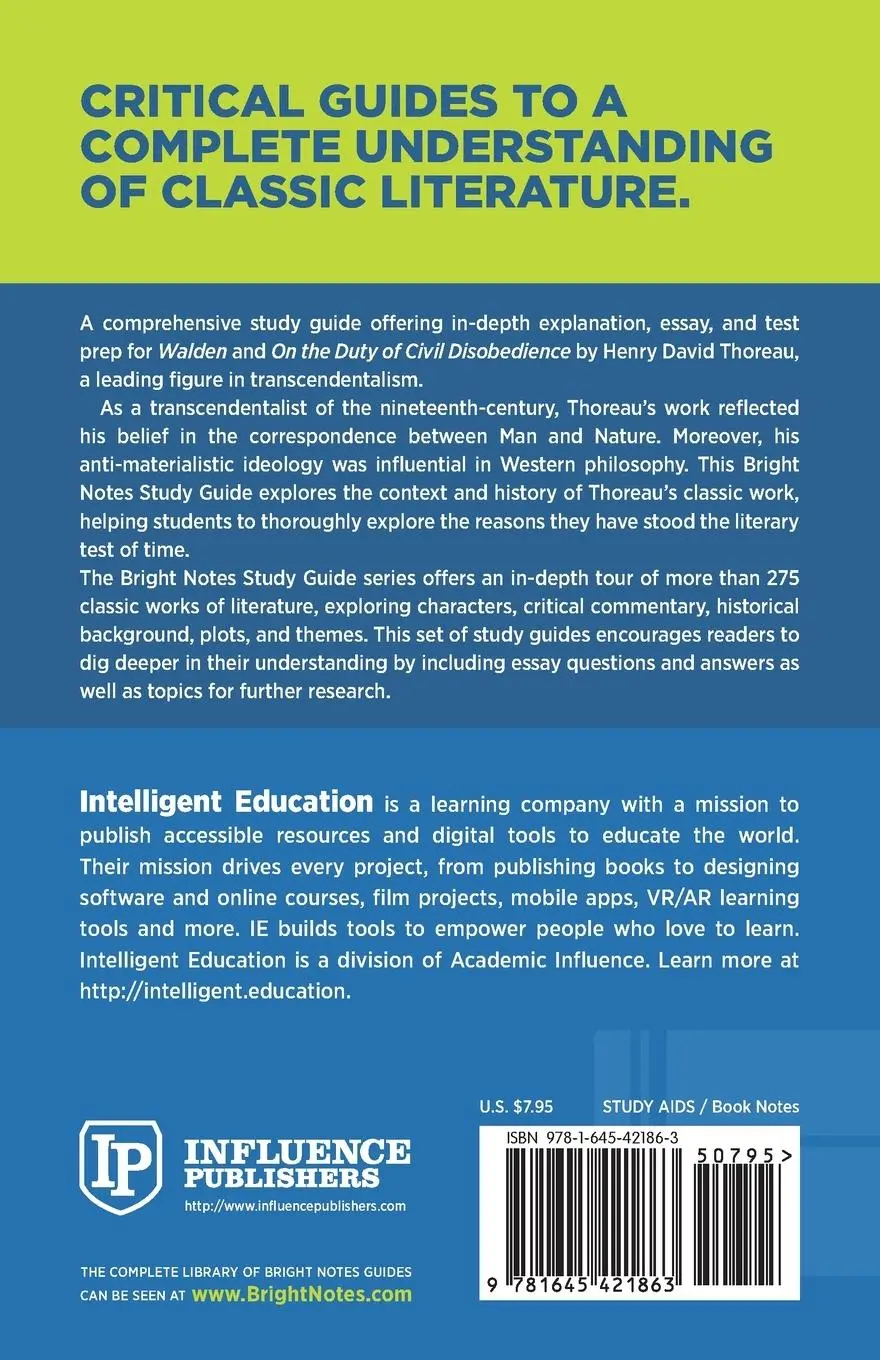 Rückseite: 9781645421863 | Study Guide to Walden and On the Duty of Civil Disobedience by...