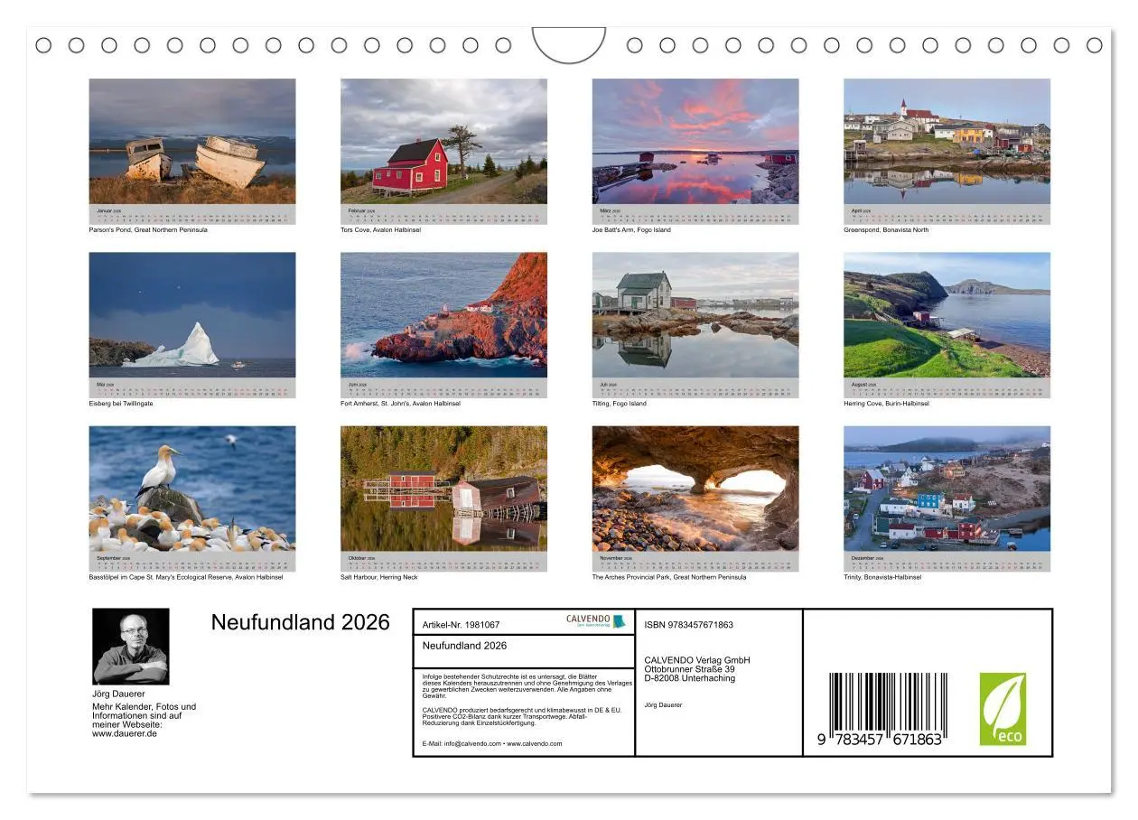 Bild: 9783457671863 | Neufundland 2026 (Wandkalender 2026 DIN A4 quer), CALVENDO...