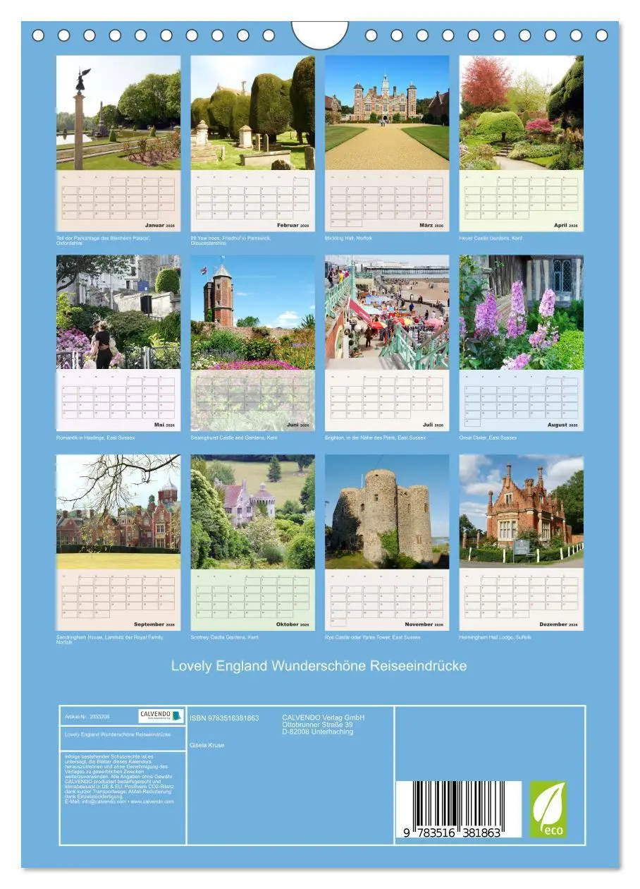 Bild: 9783516381863 | Lovely England Wunderschöne Reiseeindrücke (Wandkalender 2026 DIN...